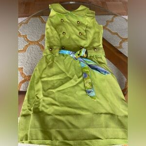 Milly Retro Lime Green Mini Dress with Blue Belt